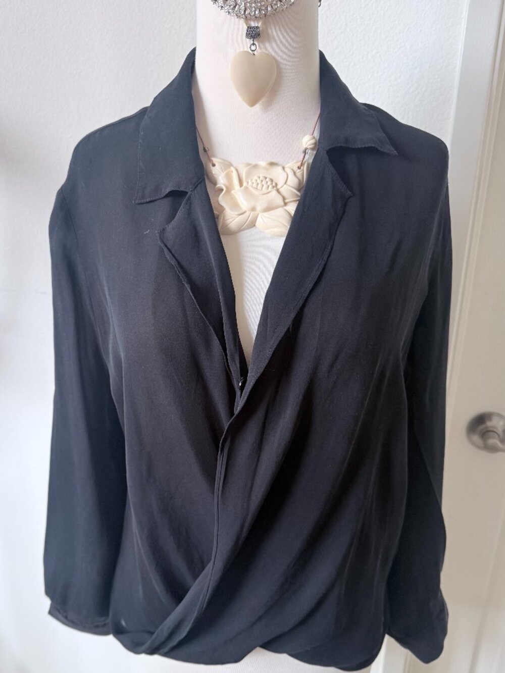 Black Silk High/Low Blouse
